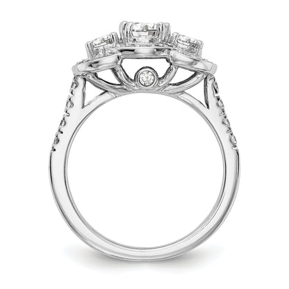 14K White Gold 3 Stone Simulated Diamond Engagement Ring