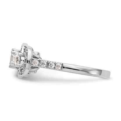 14K White Gold 3 Stone Simulated Diamond Engagement Ring