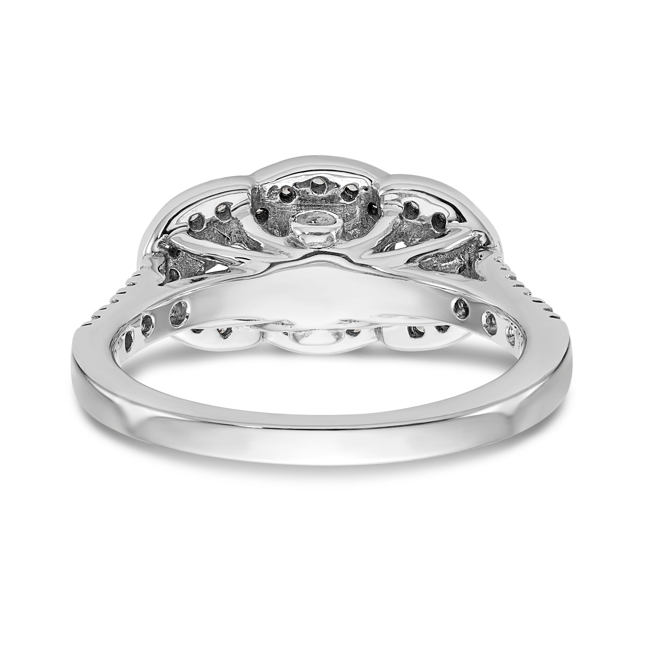 14K White Gold 3 Stone Simulated Diamond Engagement Ring