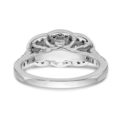 14K White Gold 3 Stone Simulated Diamond Engagement Ring