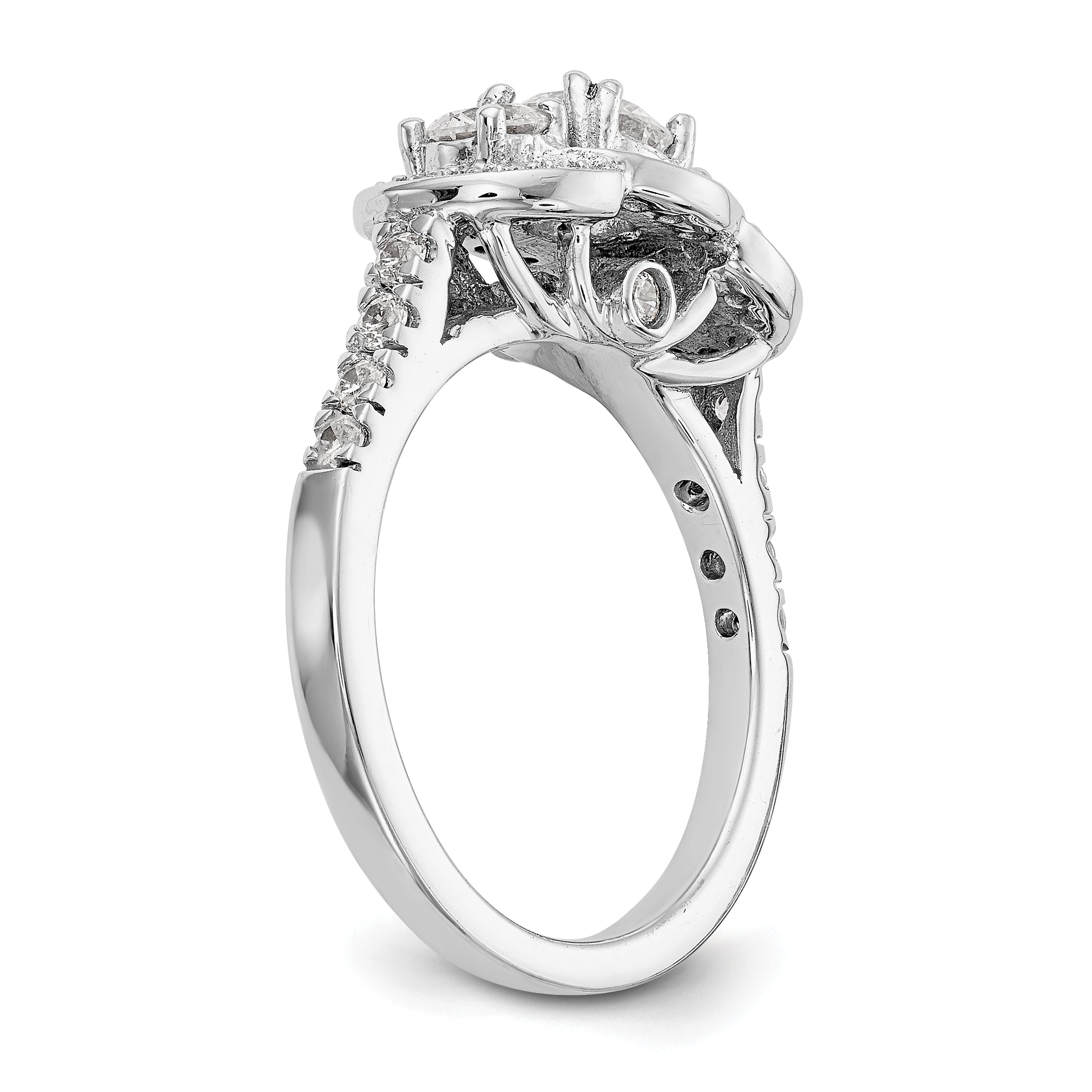 14K White Gold 3 Stone Simulated Diamond Engagement Ring