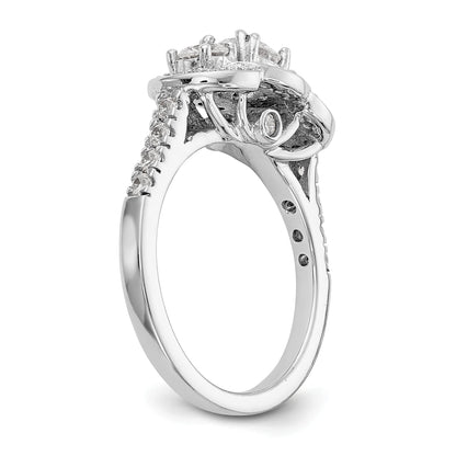 14K White Gold 3 Stone Simulated Diamond Engagement Ring