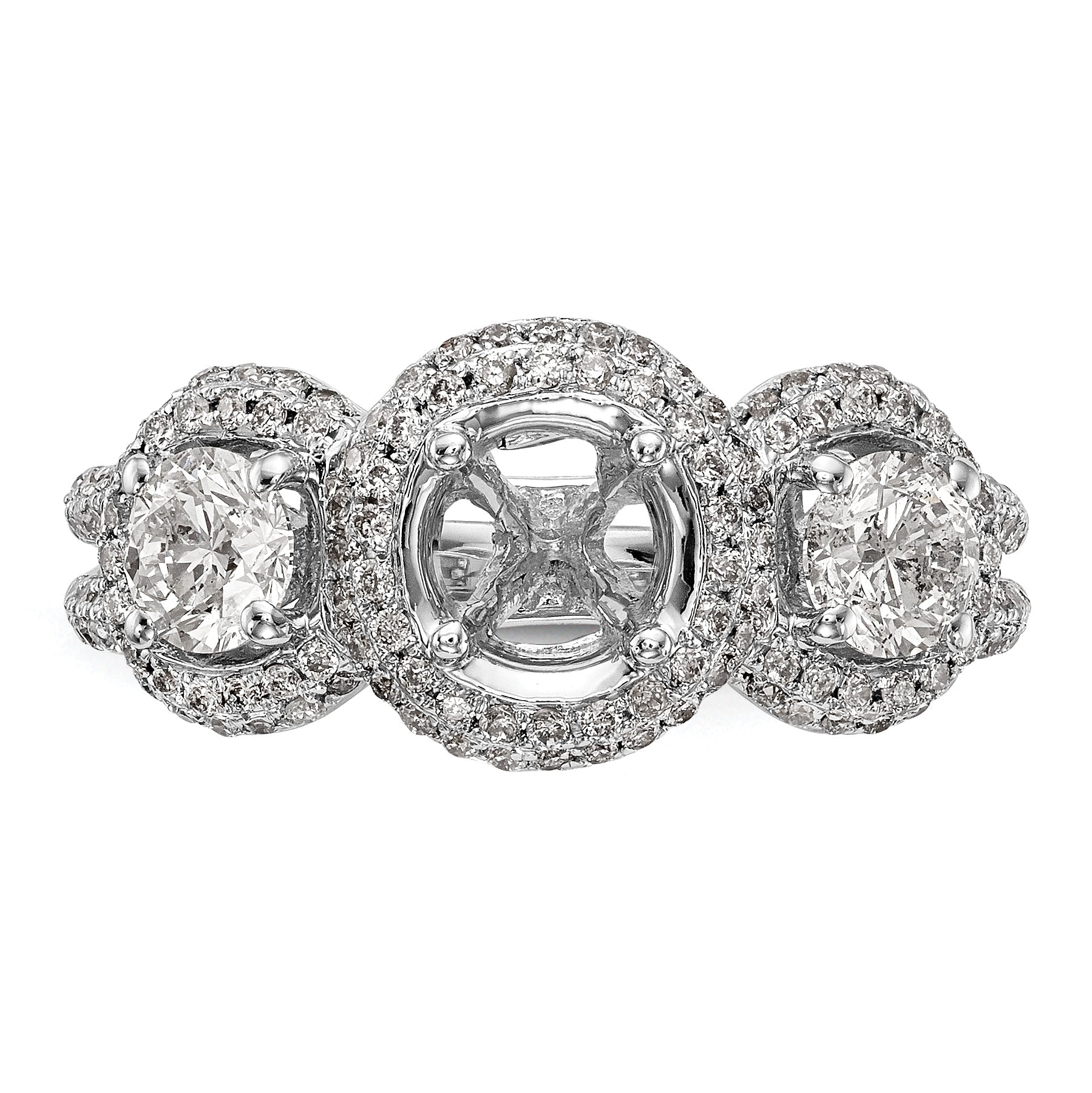 14K White Gold 3 Stone Simulated Diamond Engagement Ring