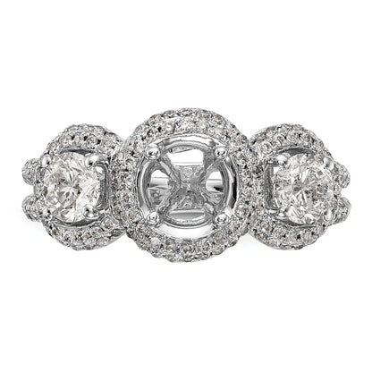 14K White Gold 3 Stone Simulated Diamond Engagement Ring