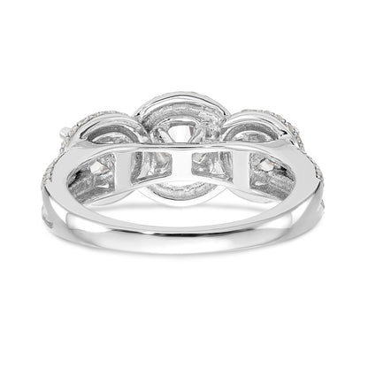 14K White Gold 3 Stone Simulated Diamond Engagement Ring