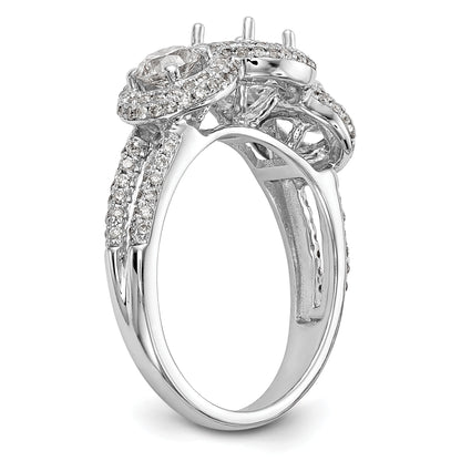14K White Gold 3 Stone Simulated Diamond Engagement Ring