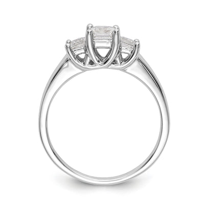 14K White Gold 3 Stone Simulated Diamond Engagement Ring