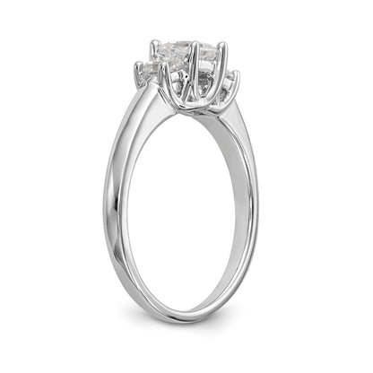 14K White Gold 3 Stone Simulated Diamond Engagement Ring