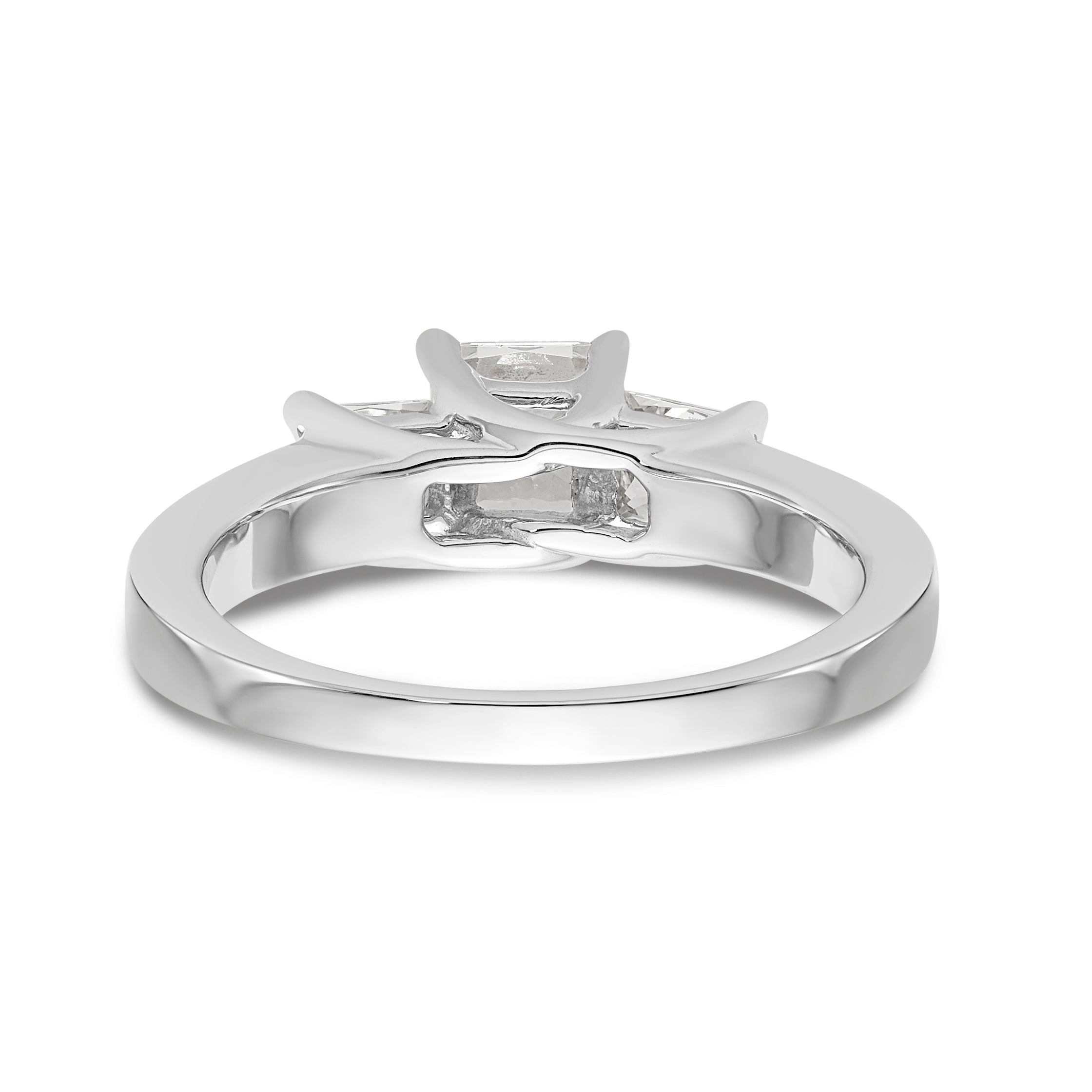 14K White Gold 3 Stone Simulated Diamond Engagement Ring