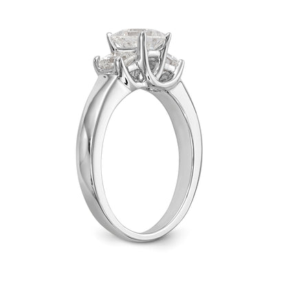 14K White Gold 3 Stone Simulated Diamond Engagement Ring