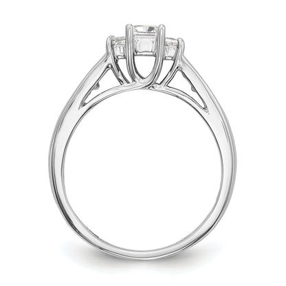 14K White Gold 3 Stone Simulated Diamond Engagement Ring