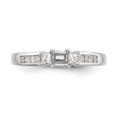 14K White Gold 3 Stone Simulated Diamond Engagement Ring