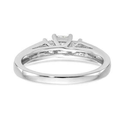 14K White Gold 3 Stone Simulated Diamond Engagement Ring