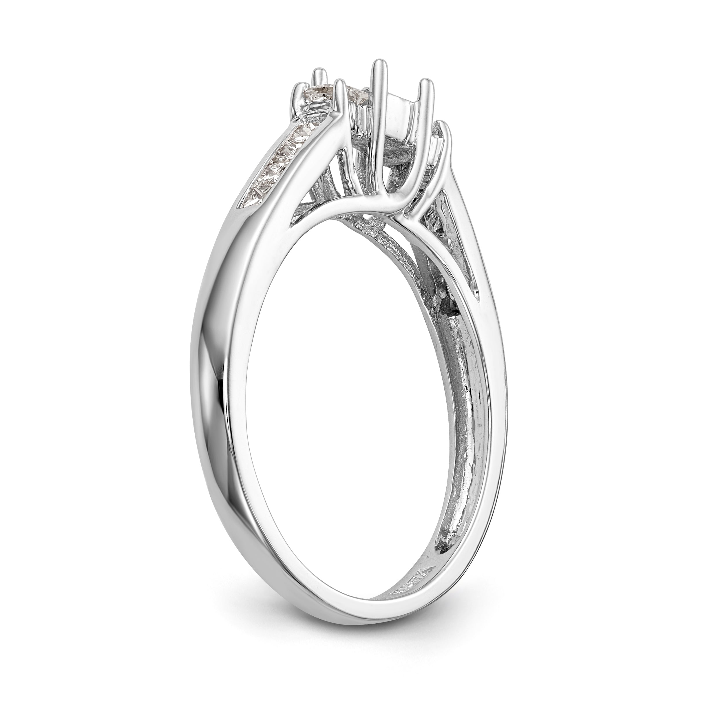 14K White Gold 3 Stone Simulated Diamond Engagement Ring