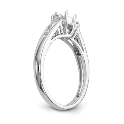 14K White Gold 3 Stone Simulated Diamond Engagement Ring