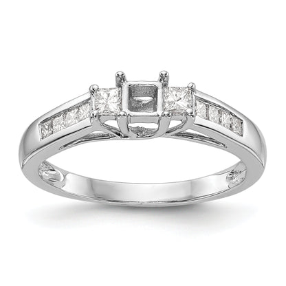 14K White Gold 3 Stone Simulated Diamond Engagement Ring