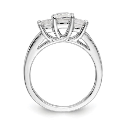 14K White Gold 3 Stone Simulated Diamond Engagement Ring