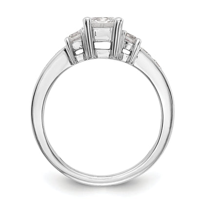 14K White Gold 3 Stone Simulated Diamond Engagement Ring