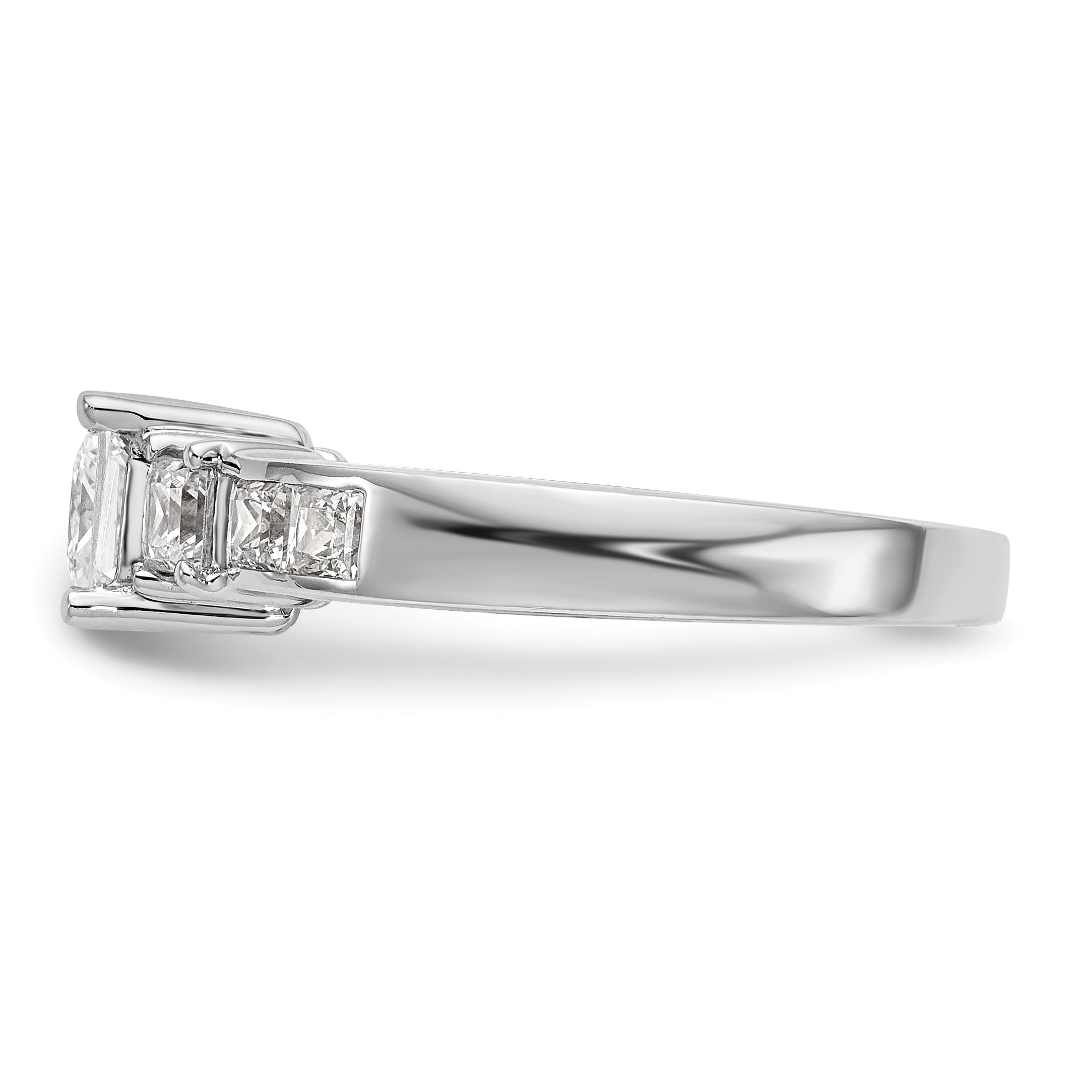 14K White Gold 3 Stone Simulated Diamond Engagement Ring