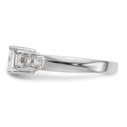 14K White Gold 3 Stone Simulated Diamond Engagement Ring