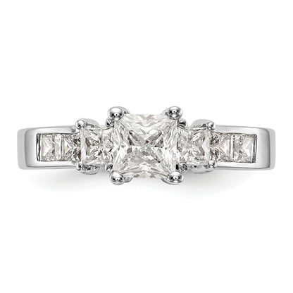 14K White Gold 3 Stone Simulated Diamond Engagement Ring