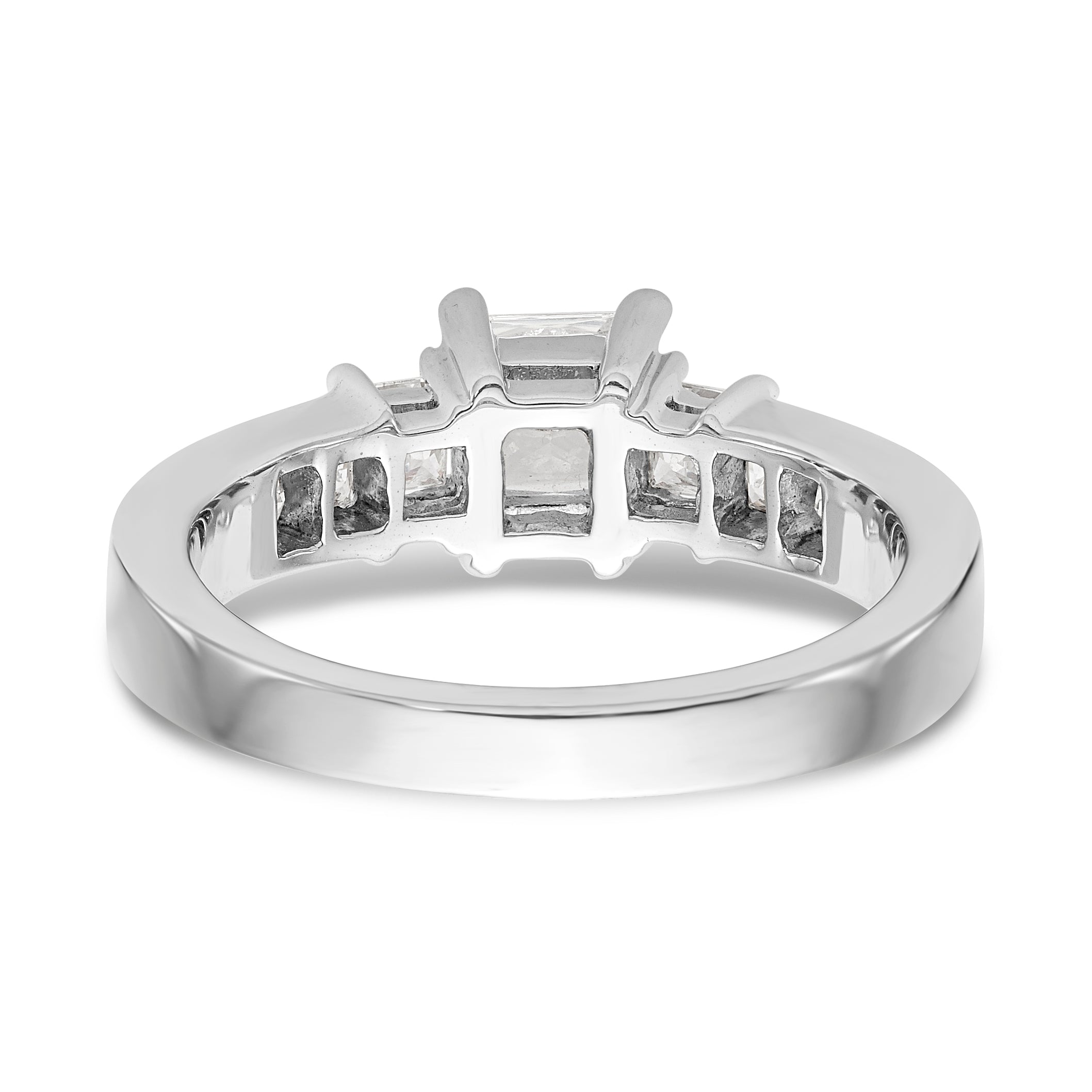 14K White Gold 3 Stone Simulated Diamond Engagement Ring