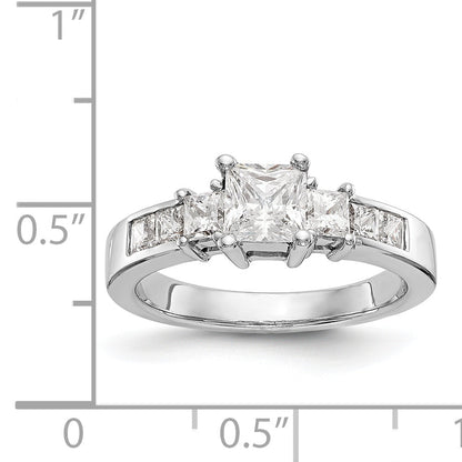 14K White Gold 3 Stone Simulated Diamond Engagement Ring