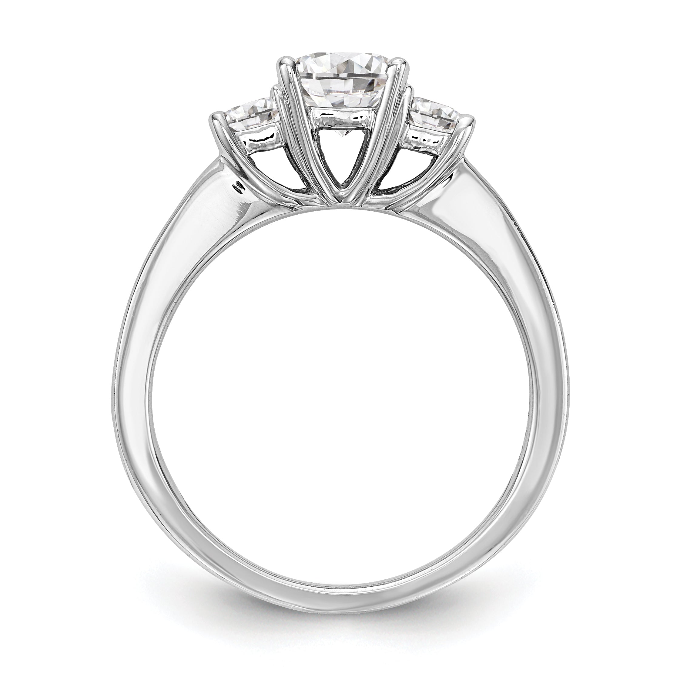 14K White Gold 3 Stone Simulated Diamond Engagement Ring
