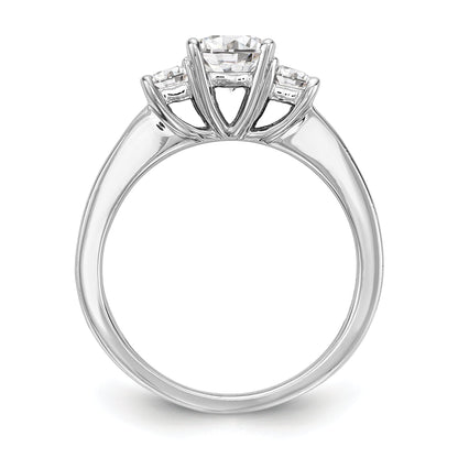 14K White Gold 3 Stone Simulated Diamond Engagement Ring
