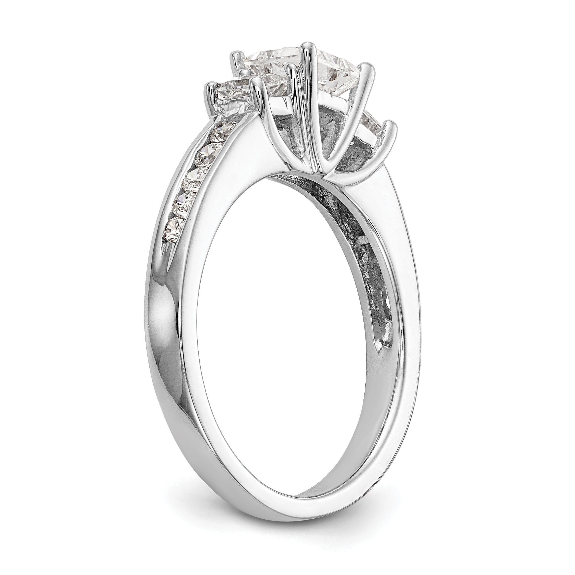 14K White Gold 3 Stone Simulated Diamond Engagement Ring