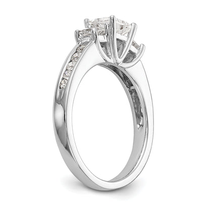 14K White Gold 3 Stone Simulated Diamond Engagement Ring
