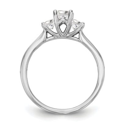 14K White Gold 3 Stone Simulated Diamond Engagement Ring