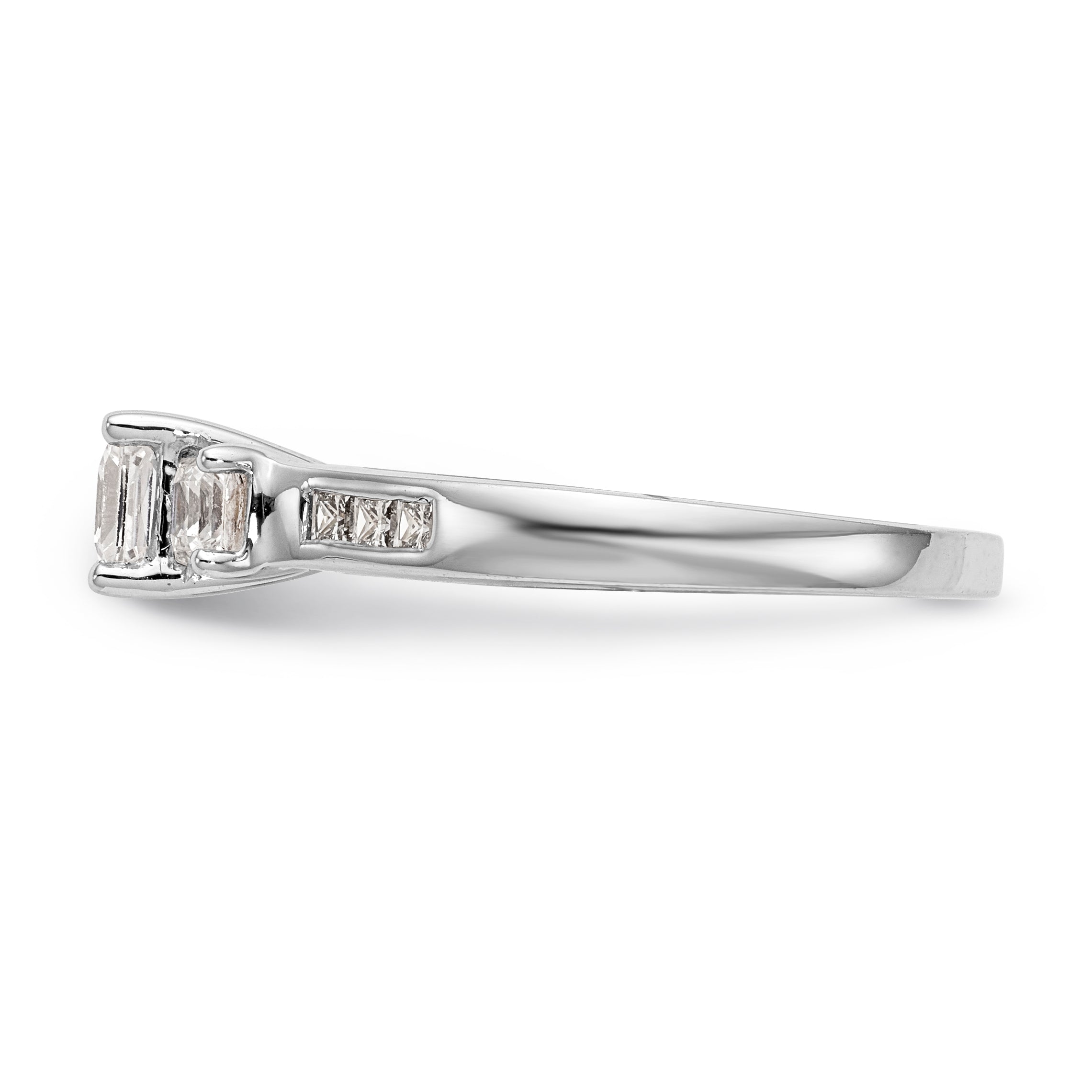 14K White Gold 3 Stone Simulated Diamond Engagement Ring