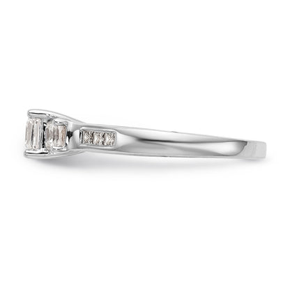 14K White Gold 3 Stone Simulated Diamond Engagement Ring