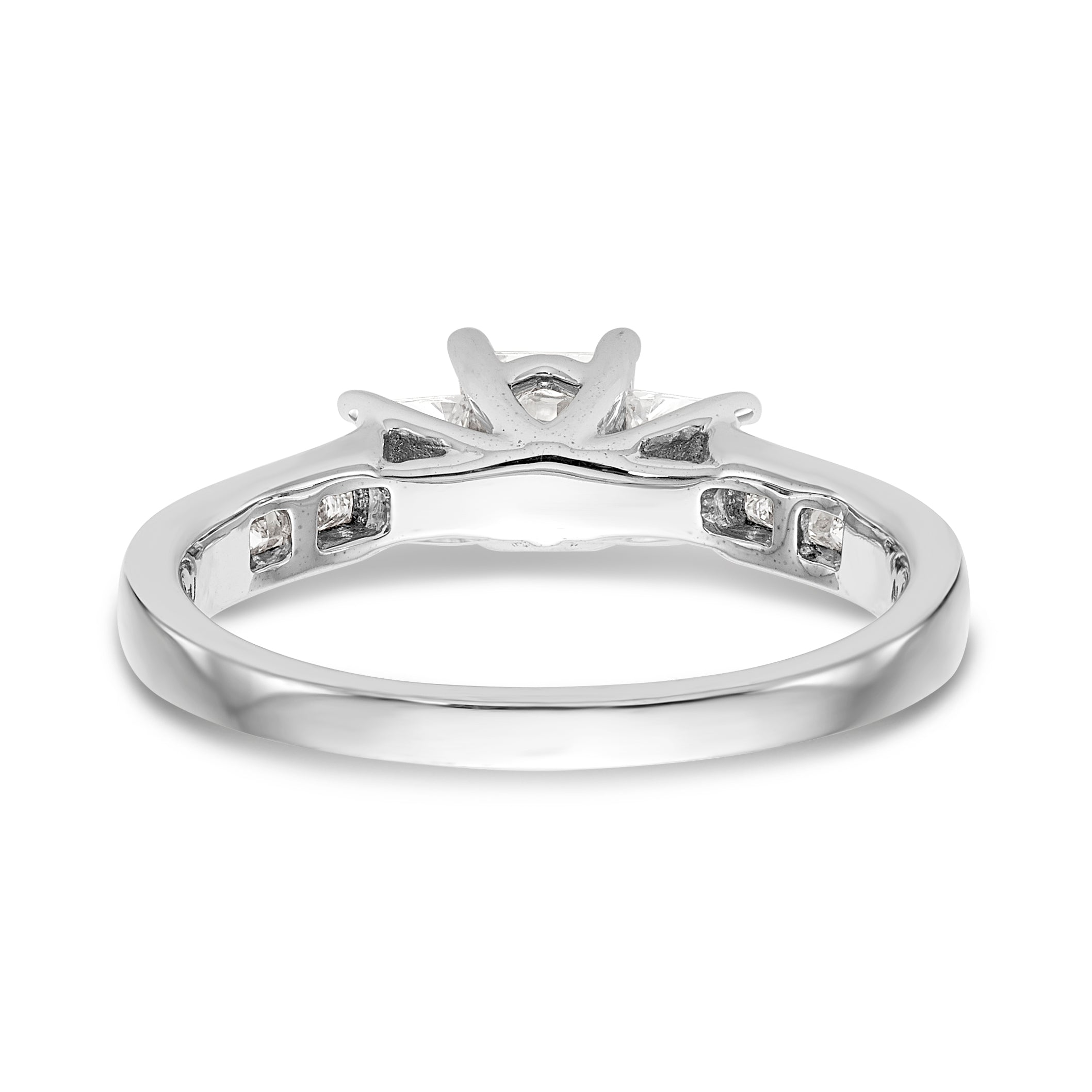 14K White Gold 3 Stone Simulated Diamond Engagement Ring