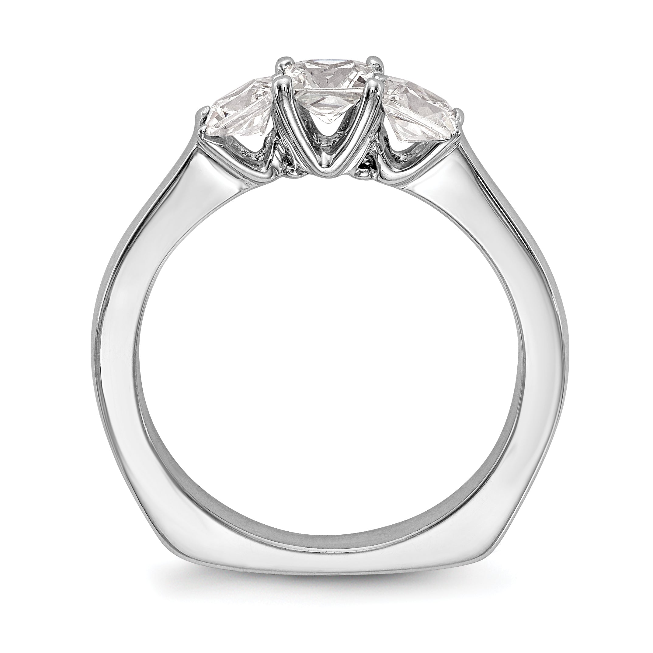14K White Gold 3 Stone Simulated Diamond Engagement Ring