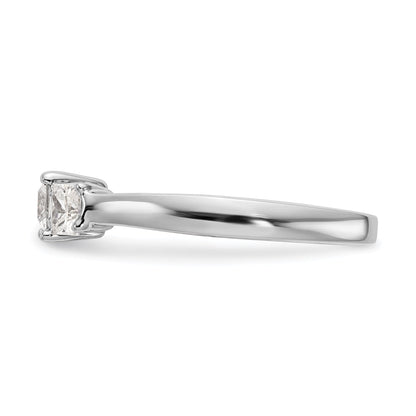 14K White Gold 3 Stone Simulated Diamond Engagement Ring