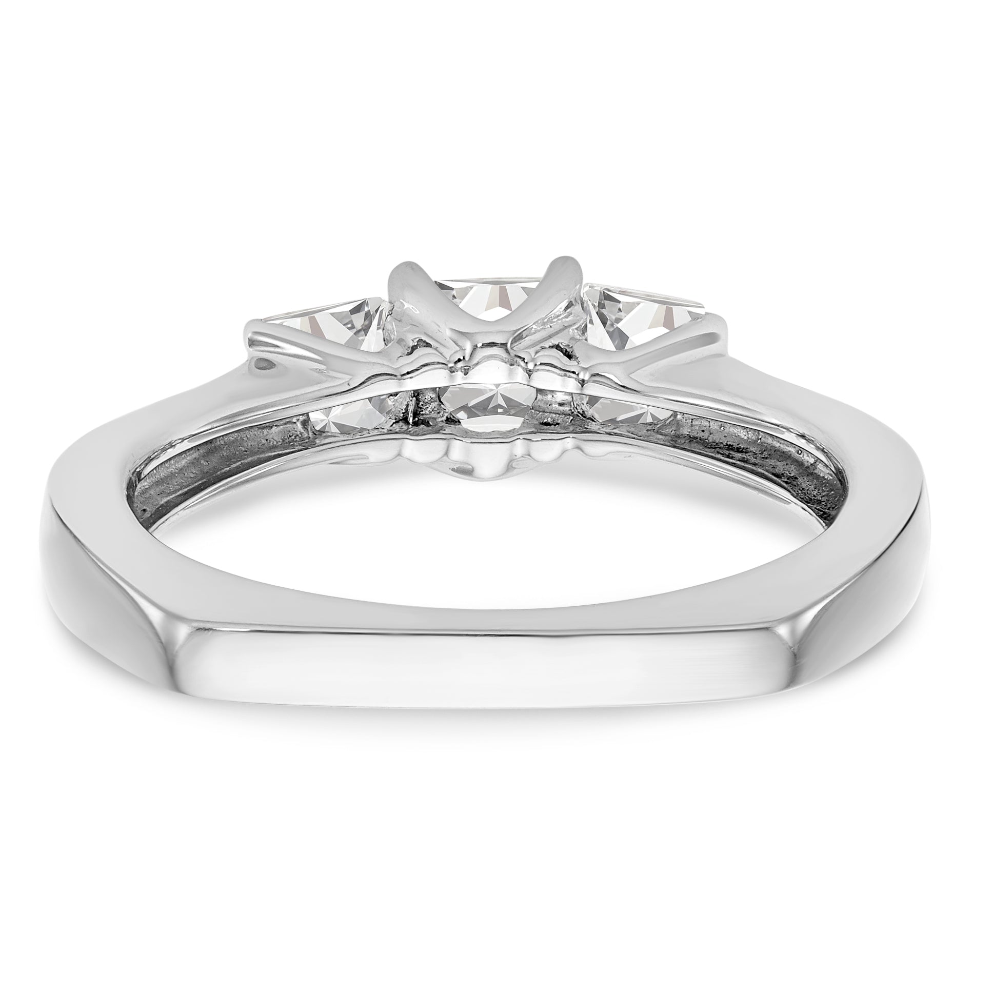 14K White Gold 3 Stone Simulated Diamond Engagement Ring