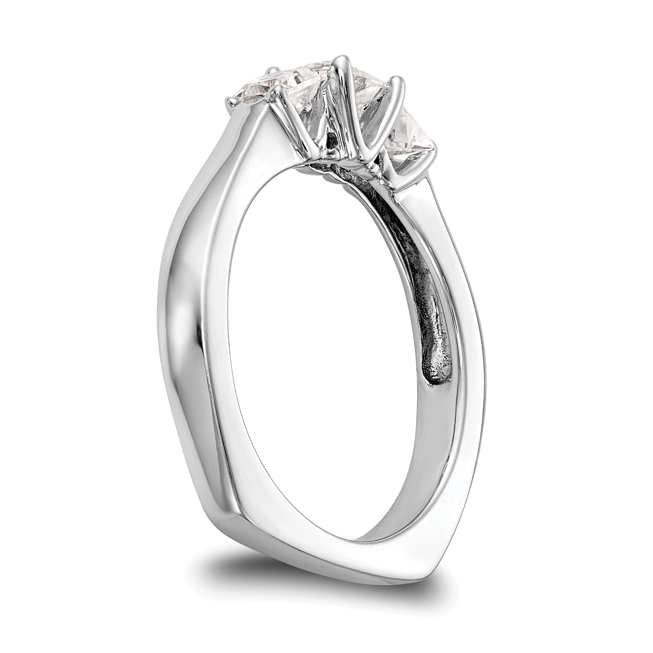 14K White Gold 3 Stone Simulated Diamond Engagement Ring