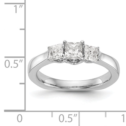 14K White Gold 3 Stone Simulated Diamond Engagement Ring