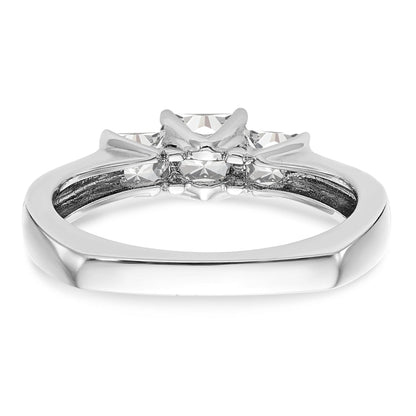 14K White Gold 3 Stone Simulated Diamond Engagement Ring