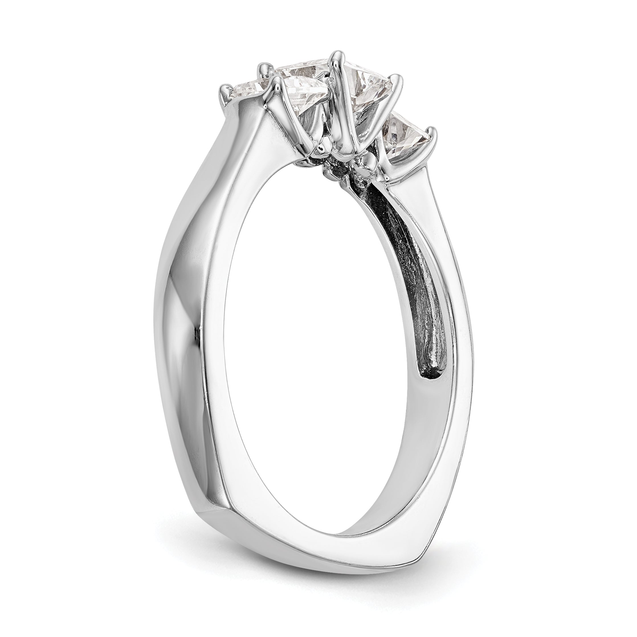 14K White Gold 3 Stone Simulated Diamond Engagement Ring