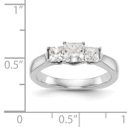 14K White Gold 3 Stone Simulated Diamond Engagement Ring