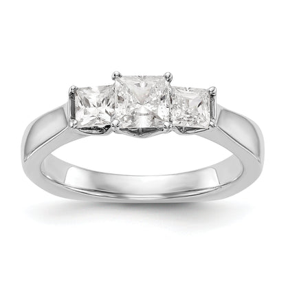 14K White Gold 3 Stone Simulated Diamond Engagement Ring