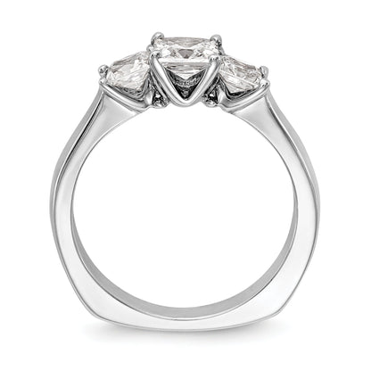 14K White Gold 3 Stone Simulated Diamond Engagement Ring