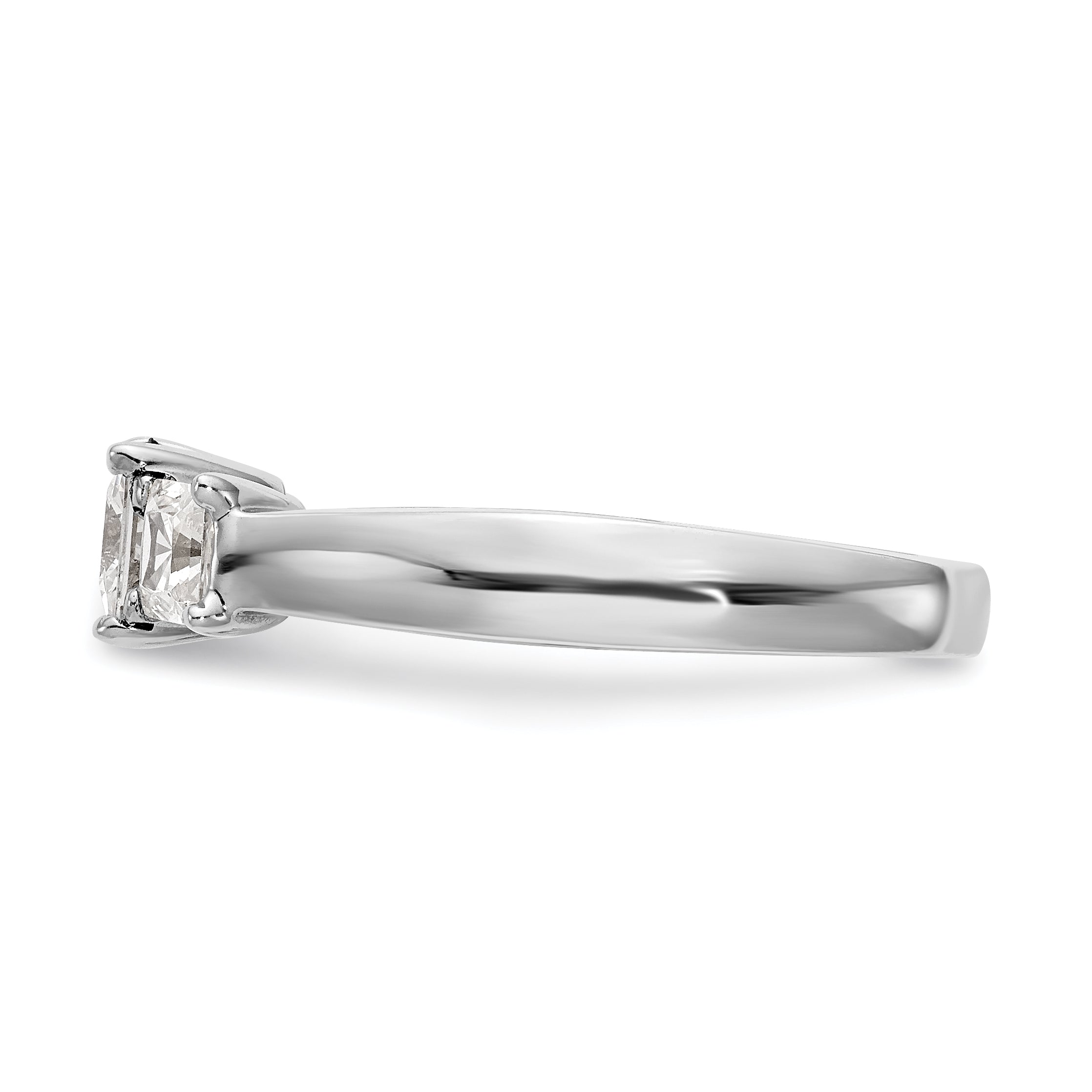 14K White Gold 3 Stone Simulated Diamond Engagement Ring