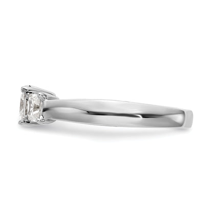 14K White Gold 3 Stone Simulated Diamond Engagement Ring