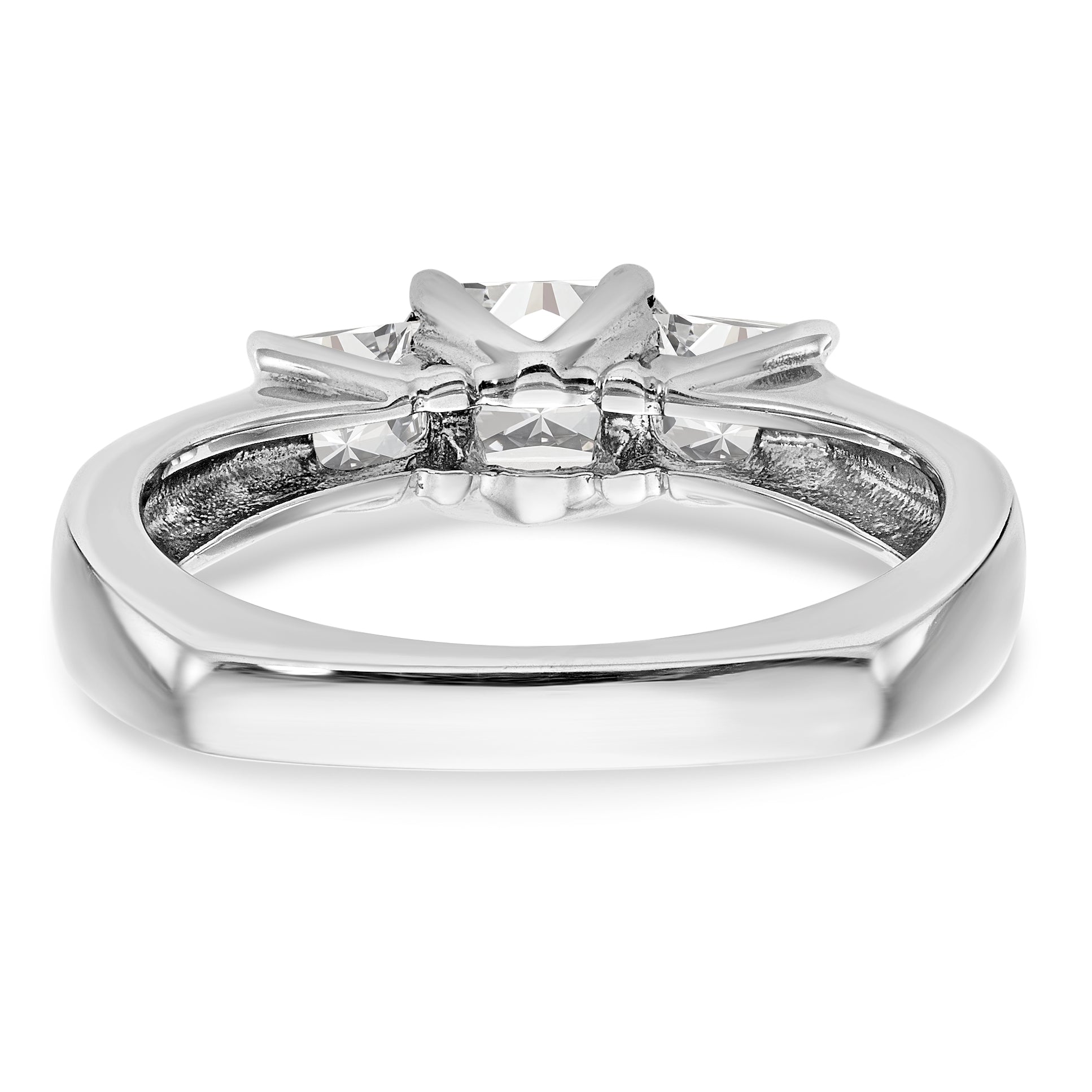 14K White Gold 3 Stone Simulated Diamond Engagement Ring