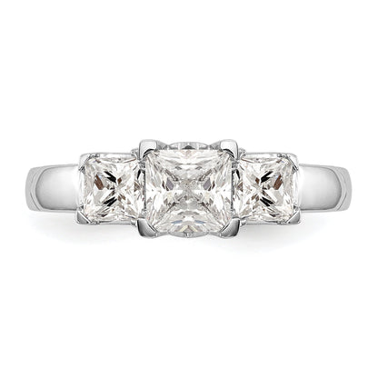 14K White Gold 3 Stone Simulated Diamond Engagement Ring