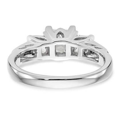 14K White Gold 3 Stone Simulated Diamond Engagement Ring